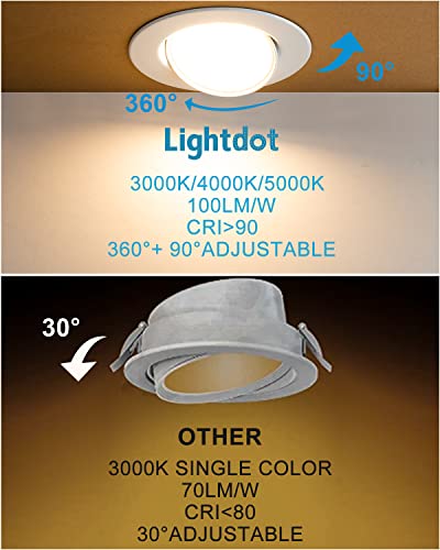 16Pack of 4 Inch Gimbal Led Recessed Light, 360°+90° Swivel Adjustable Directional Ceiling Light 4Inch, 3000K/4000K/5000K Dimmable Retrofit Eyeball Gimbal Can Light 9W=100W 1000LM–IC Rated | The Storepaperoomates Retail Market - Fast Affordable Shopping