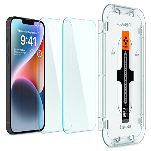 Spigen Tempered Glass Screen Protector designed for iPhone 14 / iPhone 13 Pro/iPhone 13 [Sensor Protection / 2 Pack]
