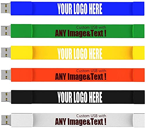 MEINAMI Customised Wristband USB Flash Drive Personalised Silicone Memory Stick, Custom Thumb Drive with Logo Printed 4GB 100 Pack