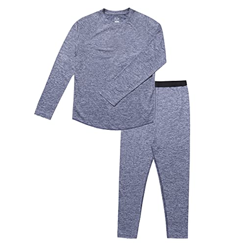 Fruit of the Loom Boys Performance Baselayer Thermal Underwear Base Layer Set, Blue Cove Heather, 10-12 US