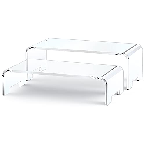 Zimilar 2 Pack Monitor Stand Riser, Acrylic Computer Stand Riser for Computer, Laptop, Printer, Notebook, iMac, Crystal Clear Laptop Stand and Monitor Riser(Large & Small Acrylic)