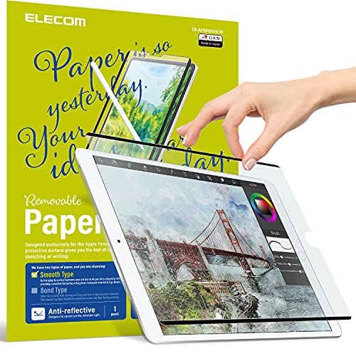 ELECOM Detachable Pencil Feel Screen Protector -Nano Suction Finish-, Bond Type, iPad Pro4 3 2 1 (11″,2022,2021,2020,2018) iPad Air5 4 (10.9″,2022,2020) Drawing/Notetaking/Anti-Glare(TB-APSNS110-W)