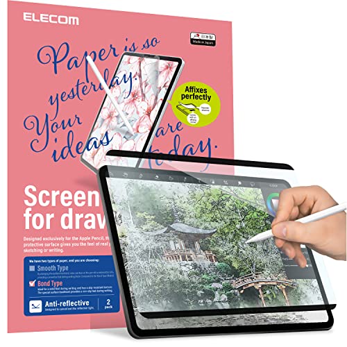 ELECOM Detachable Pencil Feel Screen Protector -nano suction finish-, Easy-Install, Bond type, iPad Air5 4 (10.9″, 2022 2020) iPad Pro4 3 2 1 (11″,2022,2021,2020,2018) Drawing/Notetaking/Anti-glare, Apple Pencil Compatible(TB-APBNS110-W)