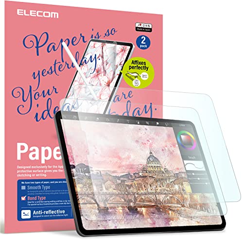 ELECOM Pencil Feel Screen Protector -2Packs- Easy-Install, Bond type, Japan Made, iPad Pro4 3 2 1 (11″,2022, 2021,2020,2018) iPad Air5 4 (10.9″,2022,2020) Drawing/Notetaking/Anti-glare, Apple Pencil Compatible(TB-APB110X-W)