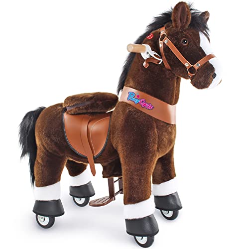 PonyCycle Authentic Horse Ride on Toy for Toddlers Boy Toys(with Brake/ 30″ Height/ Size 3 for Age 3-5) Giddy up Riding Horse Rocking Horse Rides Chocolate Brown Ux321
