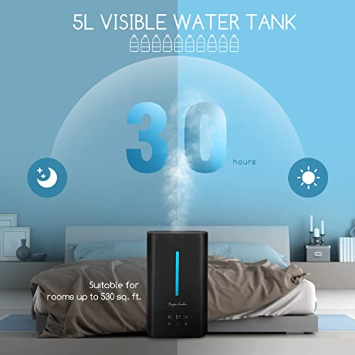 Humidifiers for Bedroom Warm and Cool Mist 5L Top Fill Water Tank Lasts Up to 30 Hours with Ultra Quiet, 3 Mist Modes, Auto Shut-Off, Night Light, Remote Control | The Storepaperoomates Retail Market - Fast Affordable Shopping