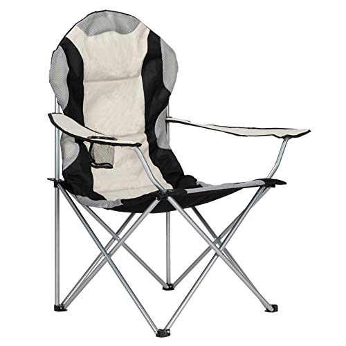 Heavy Duty Camping Chairs,Portable Folding Oversized Camping Chair with 1 Cup Holder for Indoor or Outdoor,Support 330 LBS Weight Capacity for Beach Patio Pool Park (Grey&Black)