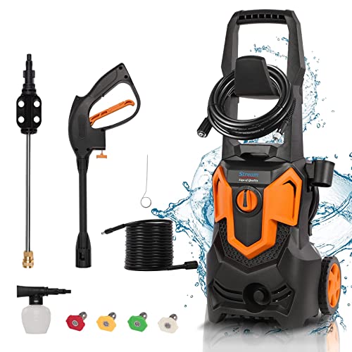 Electric Pressure Washer, 3000 PSI 1.8 GPM 1650W Pressure Washer Power Washer, High Power Cleaner with 5 Nozzles Detergent Tank for Cleaning Cars/Fences/Patios