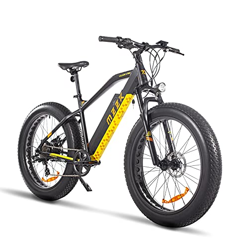 Inpar Electric Mountain Bikes, 750W 48V Brushless Motor with Removable Lithium Battery, 26inch 4.0 inch Fat tire E-Bike, 7 Speeds Snow Electric Bicycle for Adults UL Certified, Black-Pro(750W Motor)