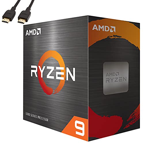 AMD Ryzen 9 5900X 12 Cores, 24 Threads 3.7GHz 64MB Unlocked Desktop Gaming Processor – 7nm, 5th Gen, 4.8GHz Max Boost Clock CPU – 100-100000061WOF – BROAGE HDMI Cable – 1 Pack