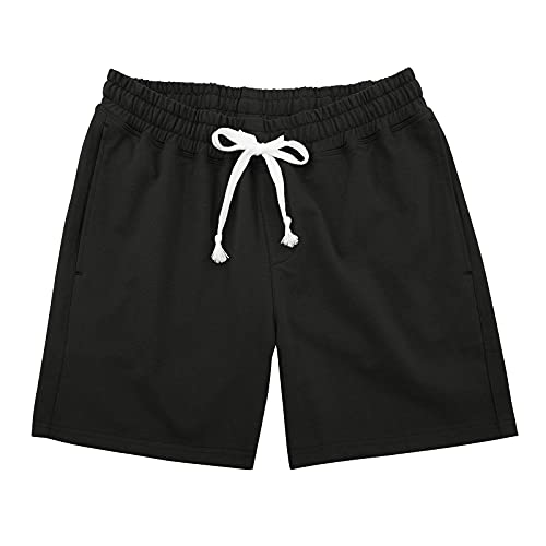 Men’s Workout Shorts Athletic Pajamas Shorts Casual Jogger Shorts Elastic Waist Gym Shorts with Zip Pockets 01 Black X-Large