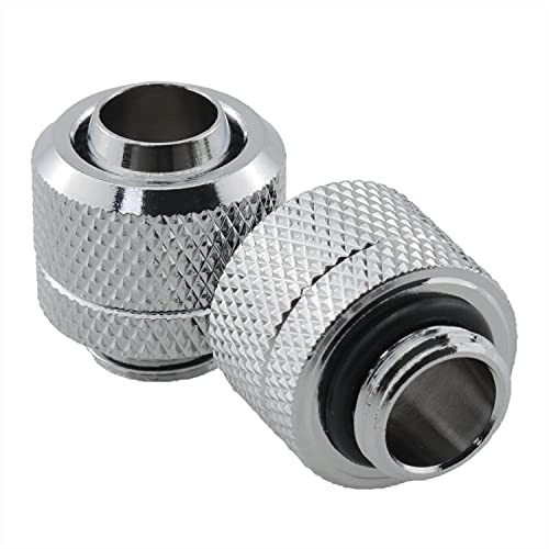 ZRM&E 2Pcs G1/4inch to 3/8inch ID 1/2 OD Quick Tighten Compression Fitting for Soft Tubing, PC Water Cooling System Tube Connectors, Silver