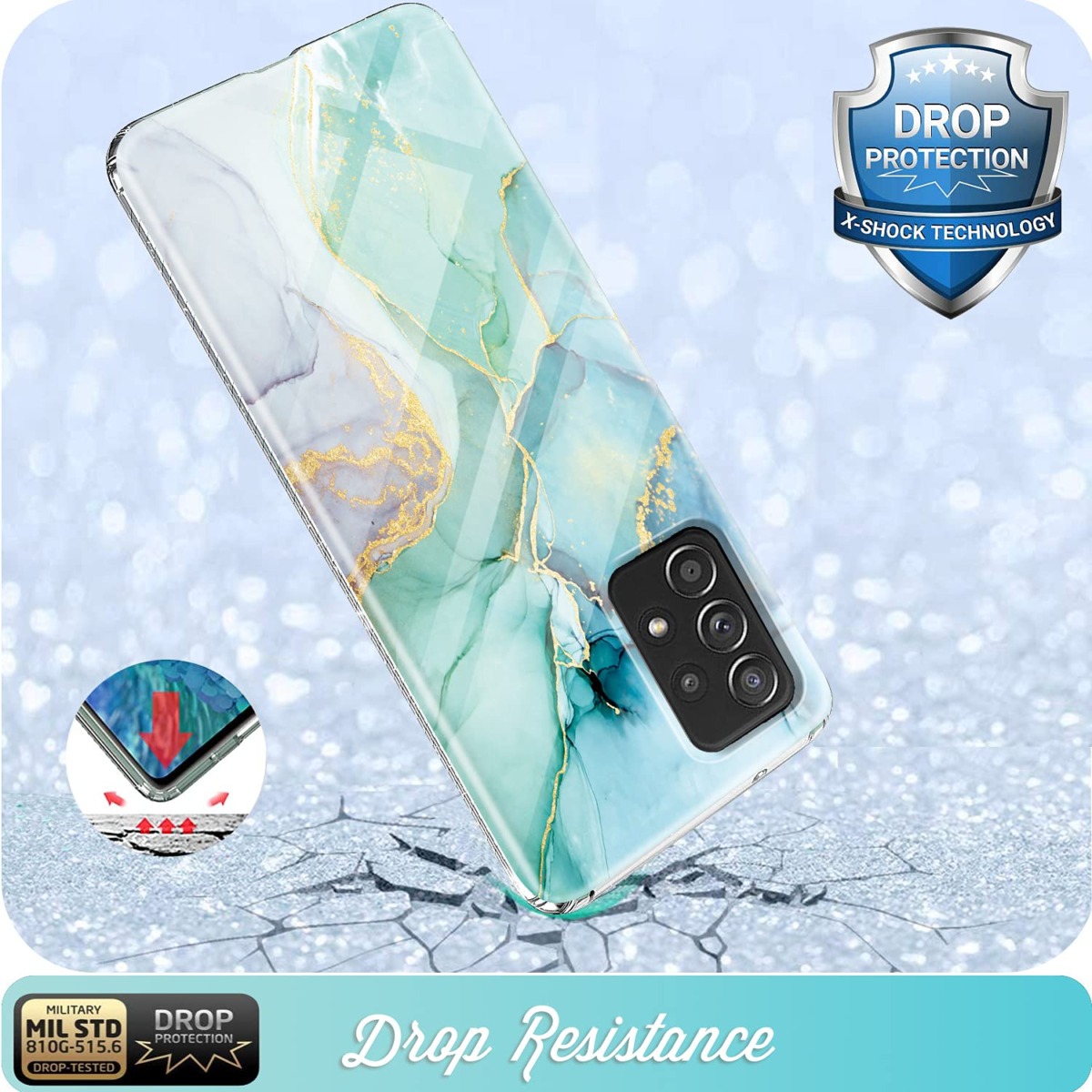 luolnh Galaxy A52 Case,Samsung Galaxy A52 Case Marble Brilliant Cute Design [Not for A51 4G Verison],Soft Silicone Rubber TPU Bumper Cover Skin Phone Case for Samsung Galaxy A52 5G/4G-Abstract Mint | The Storepaperoomates Retail Market - Fast Affordable Shopping