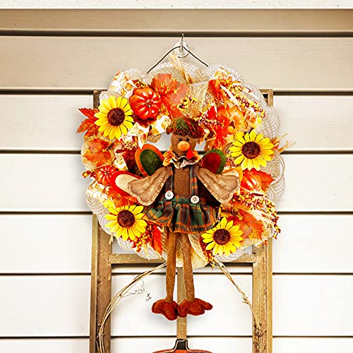 Joliyoou Thanksgiving Wreath, Fall Turkey Mesh Wreath with 30 LED Warm White String Lights, Dangling Legs Turkey Wreath Adorned for Autumn Front Door Decorations, NOT PRELIT | The Storepaperoomates Retail Market - Fast Affordable Shopping