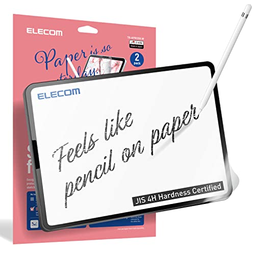 ELECOM Pencil Feel Screen Protector -2Packs- Newer model(Easy-Install), Bond type, Japan Made, Pro 12.9, (Released in 2022, 2021,2020,2018) Drawing/Notetaking, Anti-glare, Apple Pencil compatible (TB-APB129X-W)