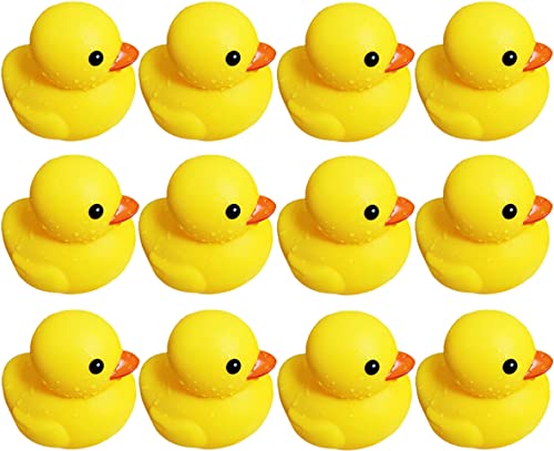 Bath Duck Toys 12 PCS Yellow Rubber Ducks Squeak & Float Ducky Baby Shower Pool Toy for Toddlers Kids Boys Girls