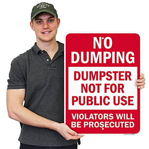 SmartSign 24 x 18 inch “No Dumping – Dumpster Not For Public Use, Violators Prosecuted” Metal Sign, 80 mil Laminated Rustproof Aluminum, Red and White | The Storepaperoomates Retail Market - Fast Affordable Shopping