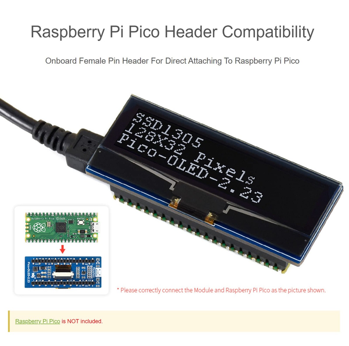 Waveshare 2.23inch OLED Display Module for Raspberry Pi Pico, 128×32 Pixel Black/White Display Color Embedded SSD1305 Driver 4-Wire SPI/I2C Interface 3.3V/5V Operating Voltage | The Storepaperoomates Retail Market - Fast Affordable Shopping