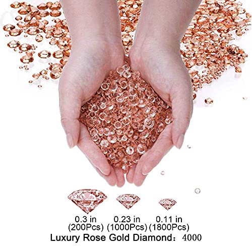 FECEDY 4000PCS Luxury Shiny Rose Gold Crystal Diamond for Wedding Bride Show Birthday Bachelorette Party Table Decorations, 4000 Piece Assortment | The Storepaperoomates Retail Market - Fast Affordable Shopping