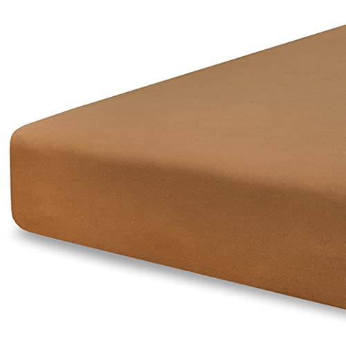 Pobibaby – Single Solid Premium Fitted Baby Crib Sheets for Standard Crib Mattress – Ultra-Soft Cotton Blend, Safe and Snug, and Stylish Solid Crib Sheet (Caramel Brown)