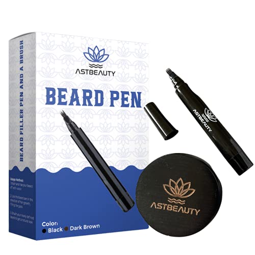 Natural Beard Pencil Filler pen for Men Beard Moustache, Water Proof Long Lasting Coverage, Repair Shape, Effective Enhance Facial Hair (BLACK)