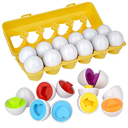 LZQINXUN Educational Toys,Matching Eggs,Egg Toy Preschool Toys for Kids and Toddlers to Learn About Shapes and Numbers,Learning Games Sorting Toys Easter Eggs Gift (Shape & Match)