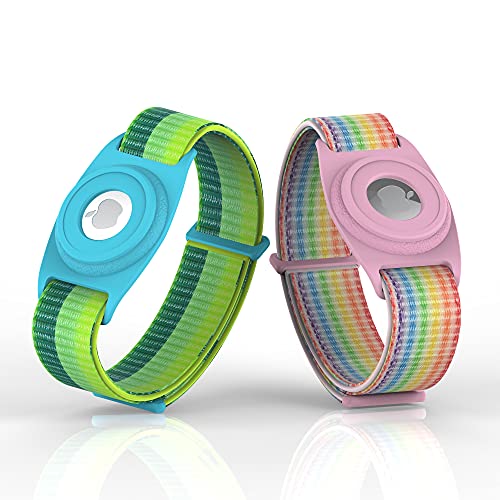 HPHRE Airtag Watch Bands 2 Packs, Airtags Watch Case Compatible Apple Airtag, Airtags Silicone Protective Cover Strap Holder Lightweight Elastic Watch Band Kids Toddler Baby Children Elders