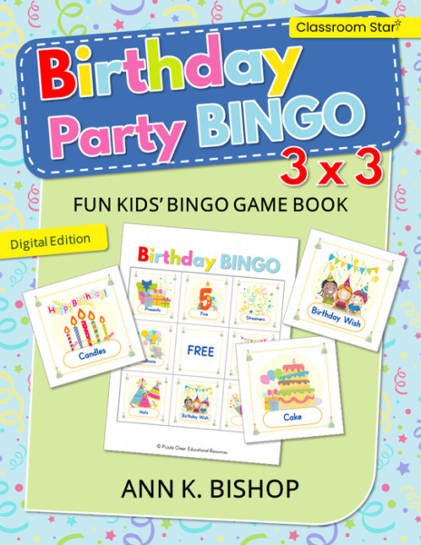 Birthday Party Bingo Game with 3 x 3 Grid