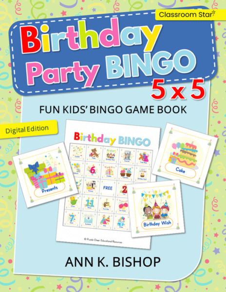 Birthday Party Bingo Game with 5×5 Grid