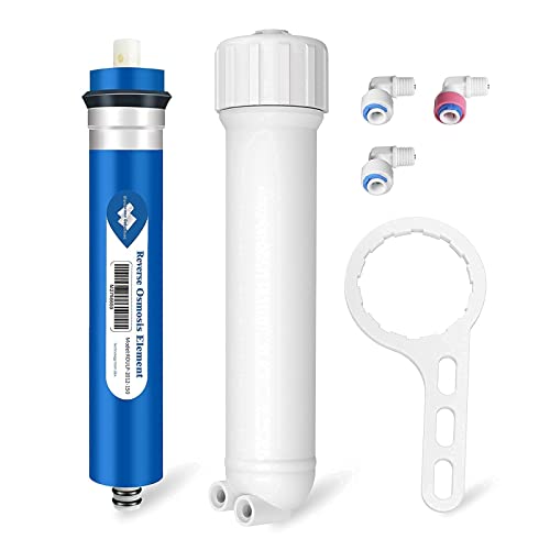 75GPD Reverse Osmosis Membrane and 1812/2012 RO Filter Housing, Membrane Solutions RO Reverse Osmosis System Universal Compatible Replacement Kit with Check Valve and Wrench