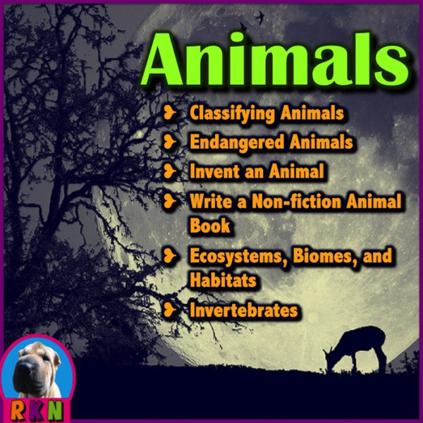Animal Bundle: PowerPoints, Writing and Higher Level Thinking Activities (Classifying, Endangered, Nonfiction book, Invent Animal, Habitat)