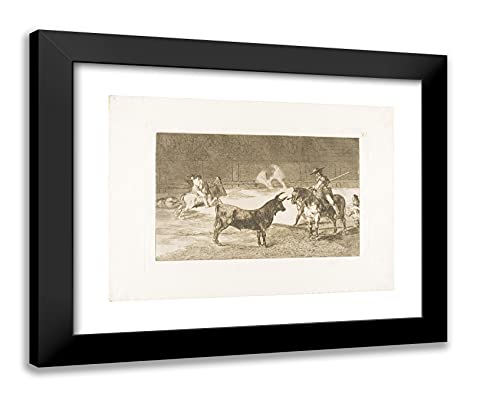 ArtDirect Francisco de Goya 24×20 Black Modern Framed Art Print Titled The Celebrated Picador, Fernando del Toro, Draws The Fierce Beast on with His Pique, Plate 27 from The Art of Bullfighting