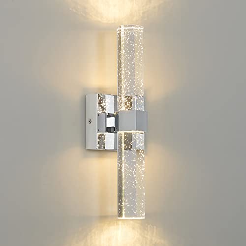 Epinl Modern Wall Sconce – Bathroom Vanity Light Fixtures Bubble Crystal Wall Lighting 3000K LED Wall Mount for Living Room Bedroom