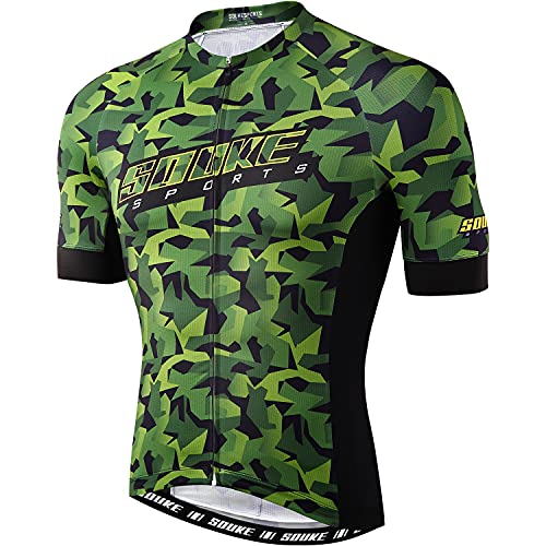 Souke Sports Men’s Cycling Bike Jersey Biking Shirts Short Sleeve Bicycle Clothing Zip Pocket
