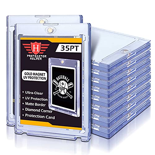 10 ct Magnetic Card Holders for Trading Cards, 35 pt Hard Plastic Protector fit for Standard Cards, MTG Cards, YUGIOH Cards, Sports Cards, Baseball Cards Toploaders