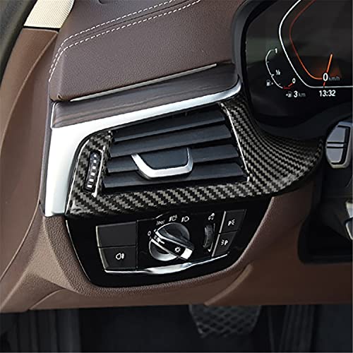 M.JVisun Carbon Fiber Car Interior Air Conditioner Outlet Vents Frame Cover Sticker for BMW New 5 Series G38 – Left Vents – Black