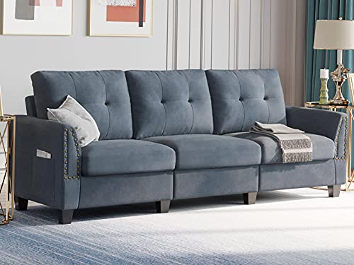 Belffin Modern Sofa Couch for Living Room Sofa Couch 3 Seater Fabric Bluish Grey