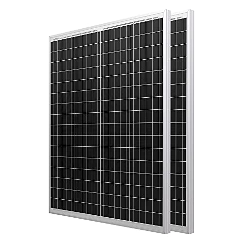 HQST 100 Watt 12 Volt Polycrystalline Solar Panel with Solar Connectors High Efficiency Module PV Power for Battery Charging Boat, Caravan, RV and Any Other Off Grid Applications
