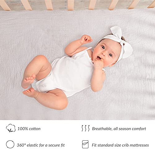 Meracorallo Muslin Fitted Crib Sheet, Soft and Breathable Solid Color Neutral Grey Baby Crib Sheet for Standard Crib and Toddler Mattresses | The Storepaperoomates Retail Market - Fast Affordable Shopping