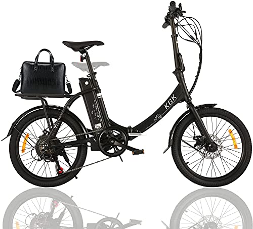 KGK 20″ Folding Electric Bike for Adults Teens Elder 20MPH Foldable Electric Commuter Bicycle for Women Men,7 Speed Adult Electric Hybrid Bike Mountain Bike,350W Low Step-Thru Cruiser E Bike