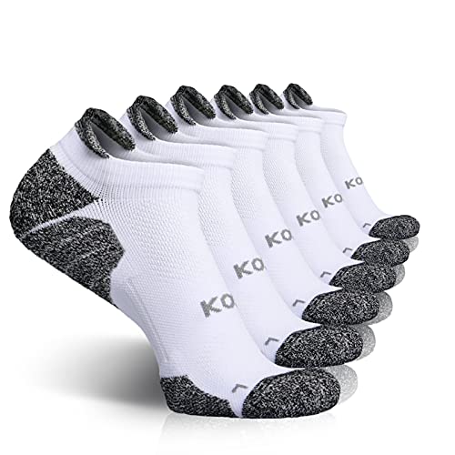KOZR Ankle Athletic Running Socks 3/6 Pairs Pack, Low Cut Sports Tab Socks with Cushion for Men and Women