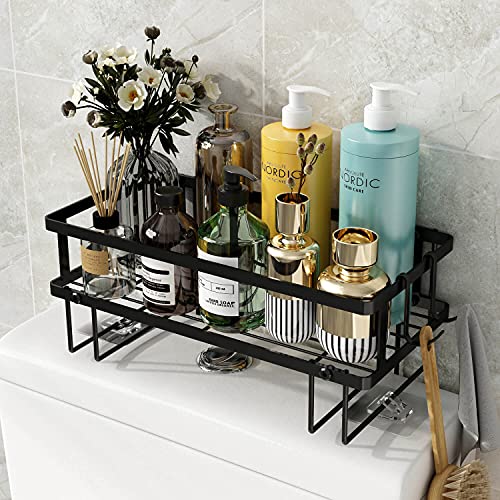 Godboat Over The Toilet Storage, Bathroom Organizer Shelves, Multifunctional Toilet Rack,No Drilling Space Saver with Wall Mounting Design (Black)