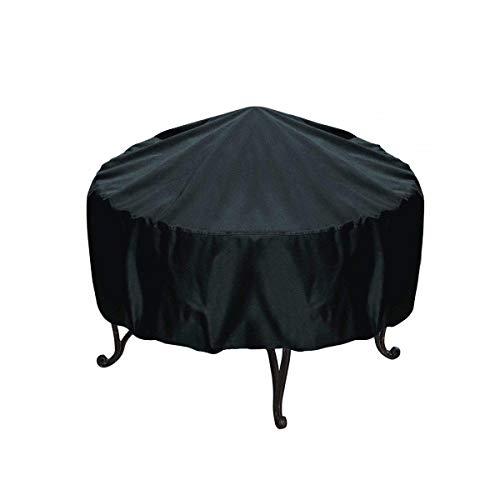 TNJ Portable Patio Round Fire Pit Cover Waterproof Grill BBQ Cooking Protector Black (Color : 14860cm)