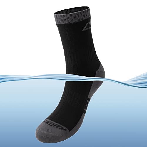 LEAKDRY Waterproof Socks, Moisture Wicking Socks Breathable Waterproof for Cycling Running Hiking Socks Black Ankle Socks-Large