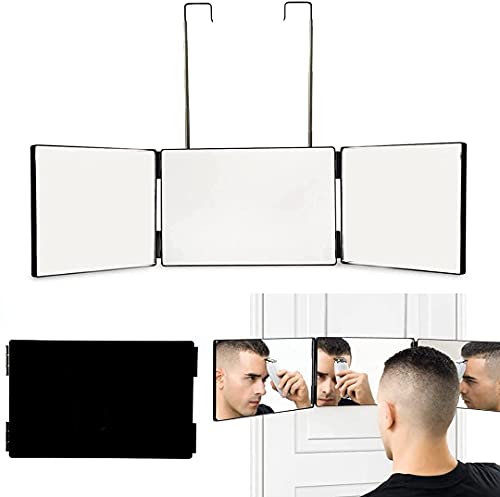 Wuximde 3 Way Mirror, Portable 360 Degree View Haircut Tools, Shaving Hair Styling, Grooming, Dye Hair and Makeup with Adjustable Height Brackets, Make a Selfcut Easily, Black | The Storepaperoomates Retail Market - Fast Affordable Shopping