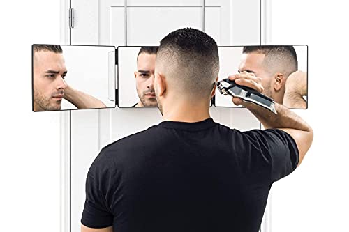 Wuximde 3 Way Mirror, Portable 360 Degree View Haircut Tools, Shaving Hair Styling, Grooming, Dye Hair and Makeup with Adjustable Height Brackets, Make a Selfcut Easily, Black | The Storepaperoomates Retail Market - Fast Affordable Shopping
