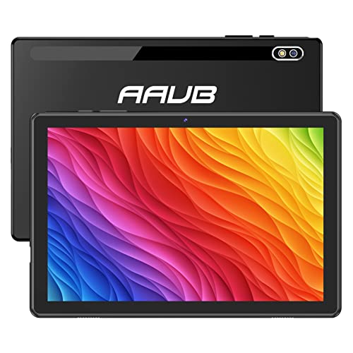 AAUB Tablet Android 10 Inch with 32GB Storage, 1280×800 HD Touchscreen, Dual Camera 2MP + 8MP, Long-Lasting Battery, WiFi & Bluetooth, Easy to Operate Support Microsoft Office Software Black