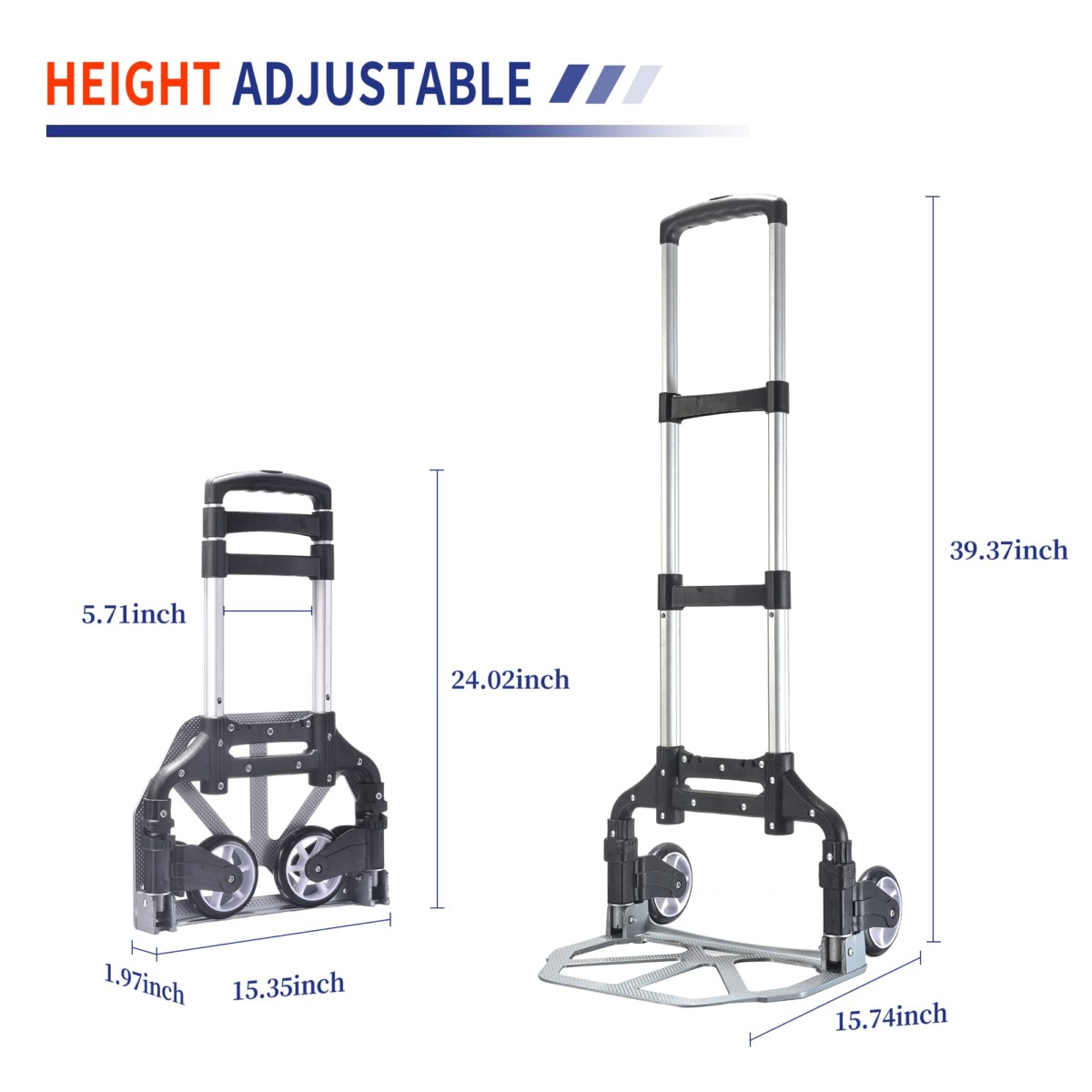 150lbs Folding Hand Truck Dolly, Aluminium Portable Folding Dolly cart with Bungee Rope,Black Platform Truck | The Storepaperoomates Retail Market - Fast Affordable Shopping