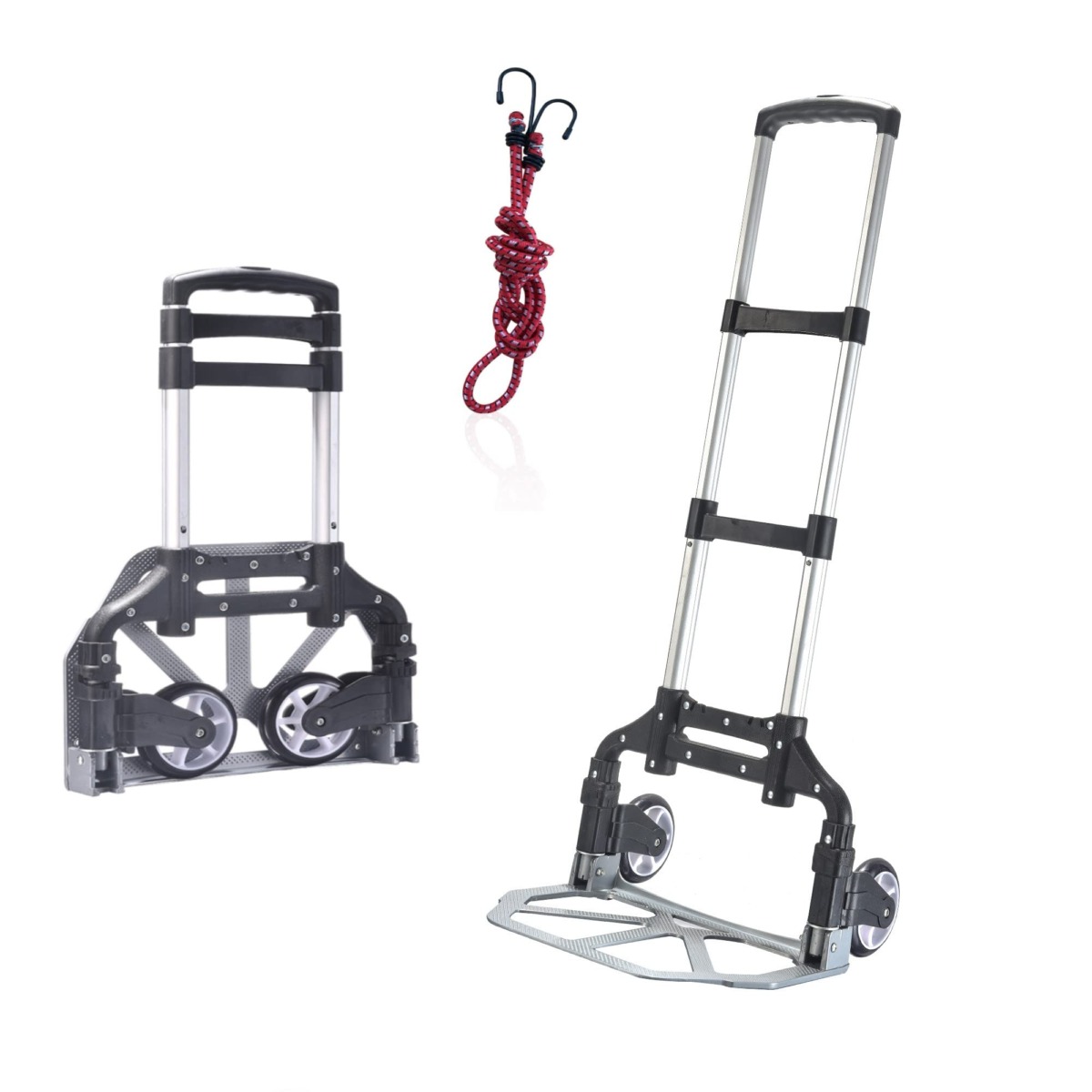 150lbs Folding Hand Truck Dolly, Aluminium Portable Folding Dolly cart with Bungee Rope,Black Platform Truck | The Storepaperoomates Retail Market - Fast Affordable Shopping