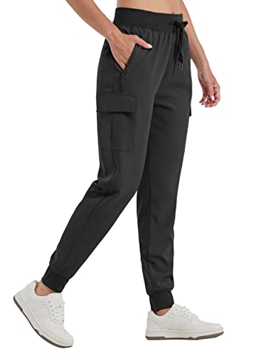 Willit Women’s Cargo Hiking Pants Lightweight Athletic Outdoor Travel Joggers Quick Dry Workout Pants Water Resistant Black XS